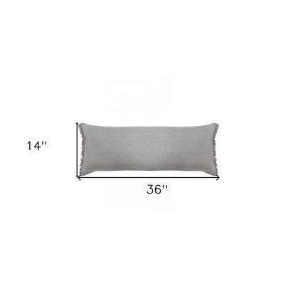 14" X 36" Jet Black 100% Cotton Zippered Pillow