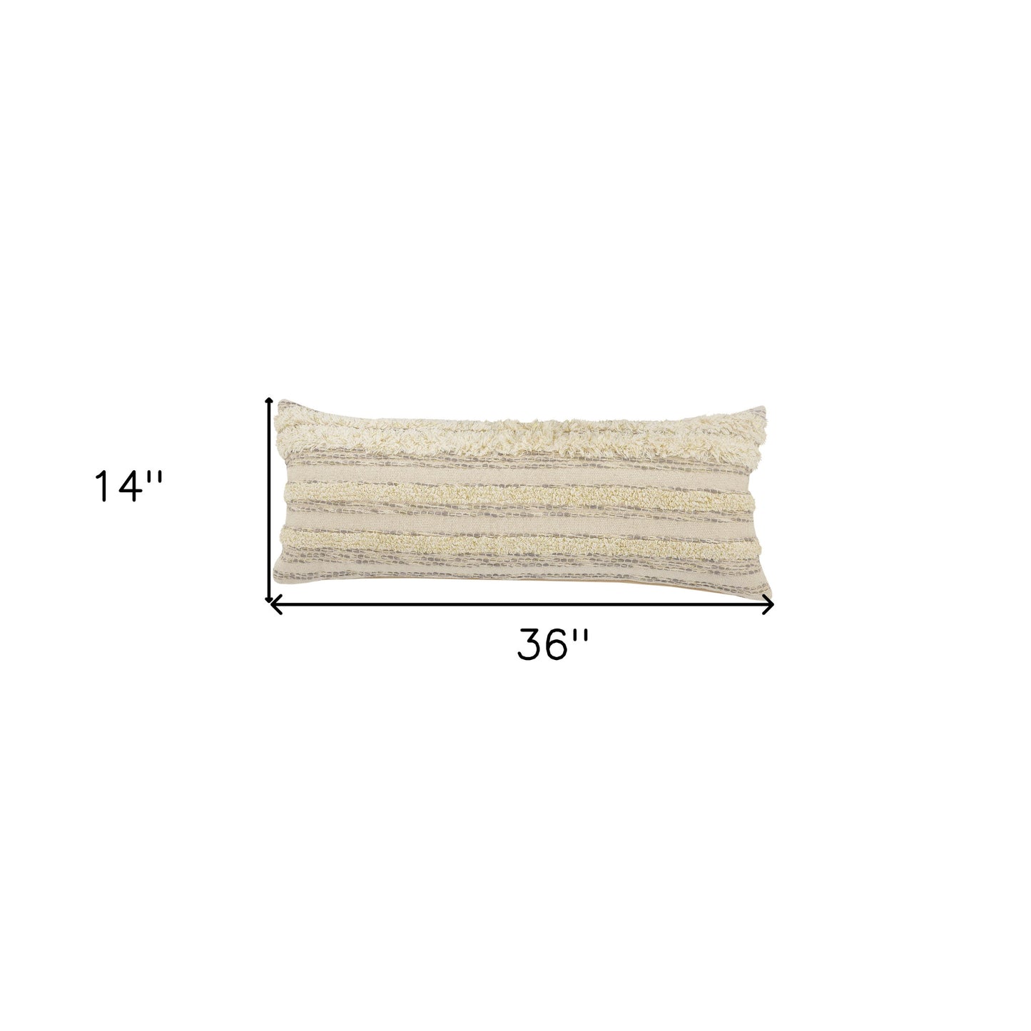 20" X 20" Cream Gray And Gold 100% Cotton Striped Zippered Pillow