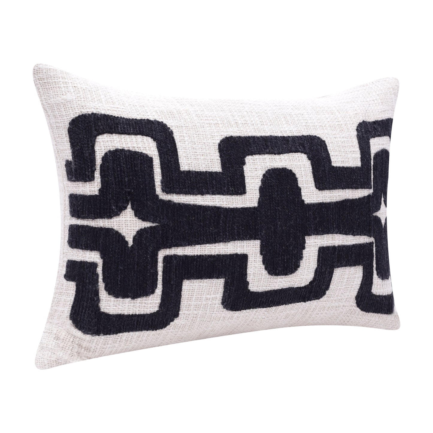 20" X 20" Black And Ivory 100% Cotton Geometric Zippered Pillow