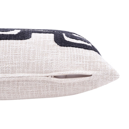 20" X 20" Black And Ivory 100% Cotton Geometric Zippered Pillow