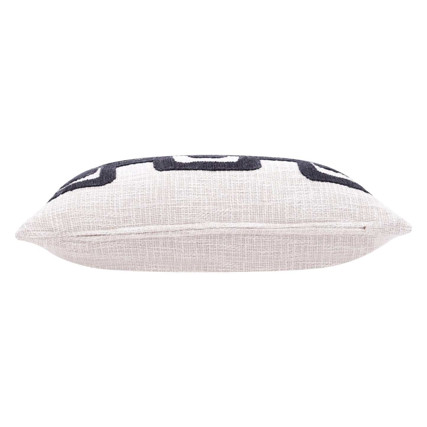 20" X 20" Black And Ivory 100% Cotton Geometric Zippered Pillow