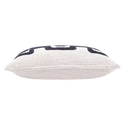 20" X 20" Black And Ivory 100% Cotton Geometric Zippered Pillow