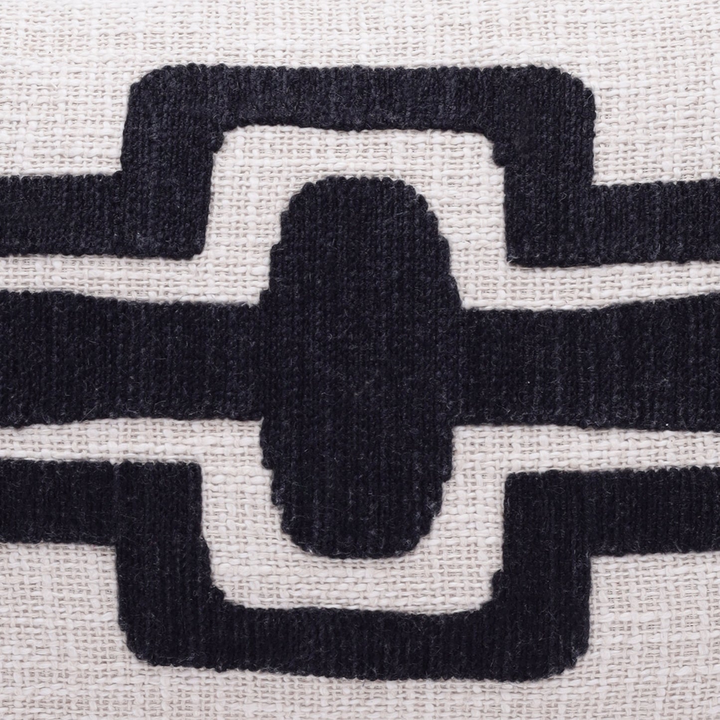 20" X 20" Black And Ivory 100% Cotton Geometric Zippered Pillow