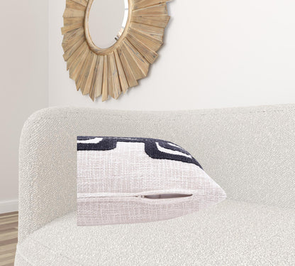 20" X 20" Black And Ivory 100% Cotton Geometric Zippered Pillow