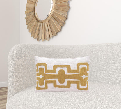 20" X 20" Black And Ivory 100% Cotton Geometric Zippered Pillow