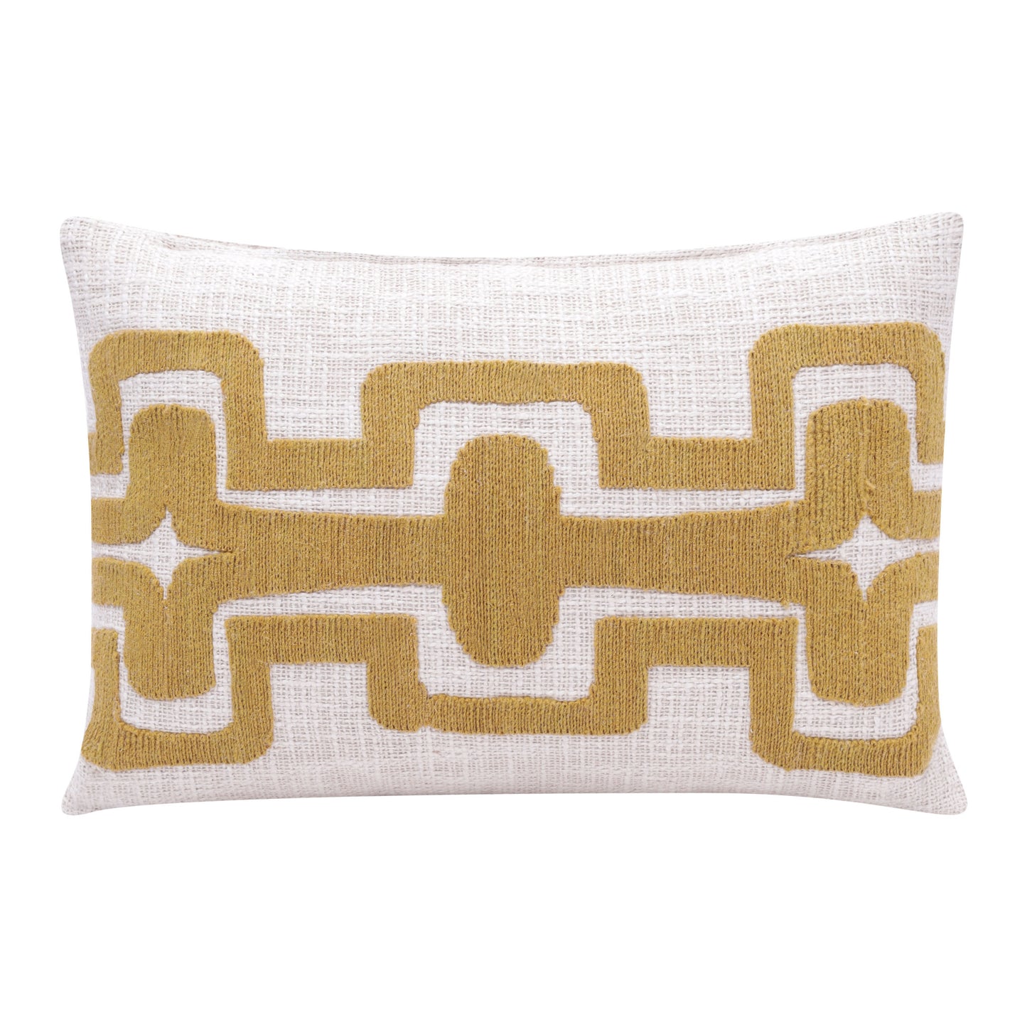 20" X 20" Black And Ivory 100% Cotton Geometric Zippered Pillow