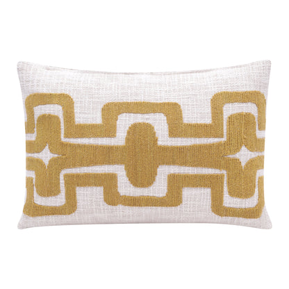 20" X 20" Black And Ivory 100% Cotton Geometric Zippered Pillow