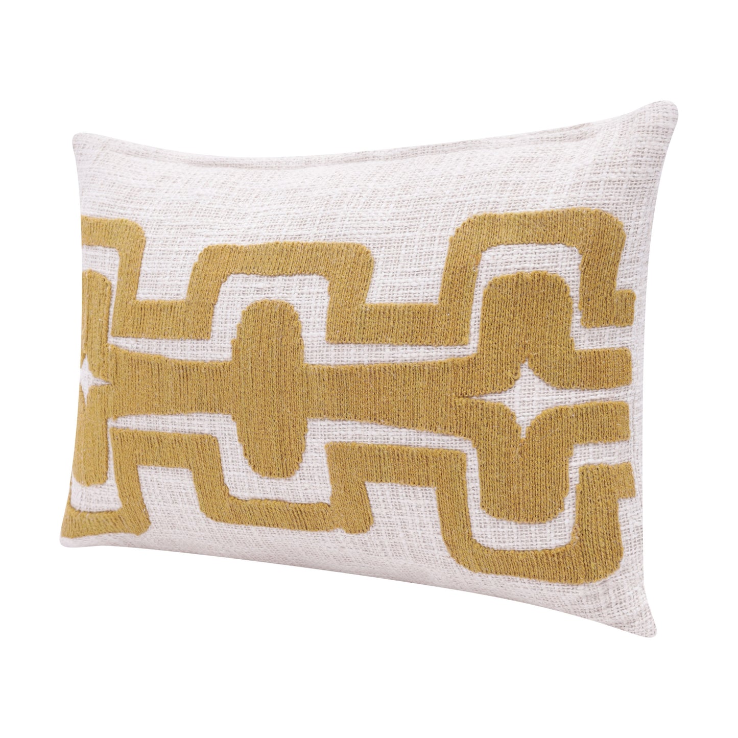 20" X 20" Black And Ivory 100% Cotton Geometric Zippered Pillow