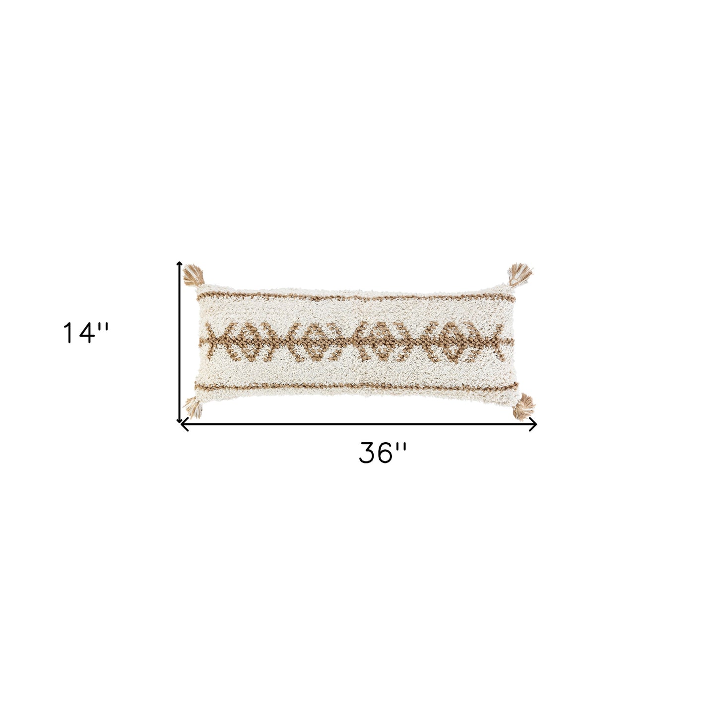 20" X 20" Beige And White 100% Cotton Geometric Zippered Pillow