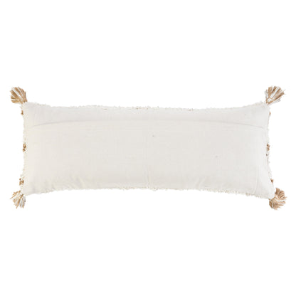 20" X 20" Beige And White 100% Cotton Geometric Zippered Pillow