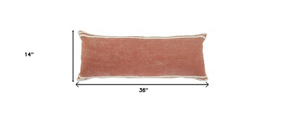 20" X 20" Cinnamon And White 100% Cotton Striped Zippered Pillow