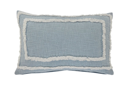 20" X 20" Sky Blue And White 100% Cotton Geometric Zippered Pillow