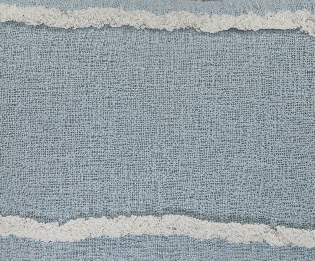 20" X 20" Sky Blue And White 100% Cotton Geometric Zippered Pillow
