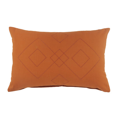 20" X 20" Orange And Dark Orange 100% Cotton Diamond Zippered Pillow