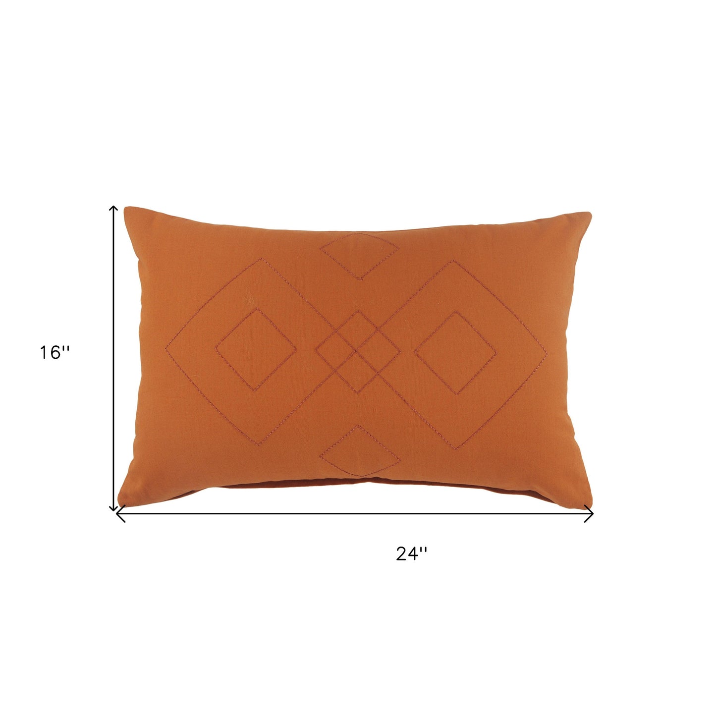 20" X 20" Orange And Dark Orange 100% Cotton Diamond Zippered Pillow