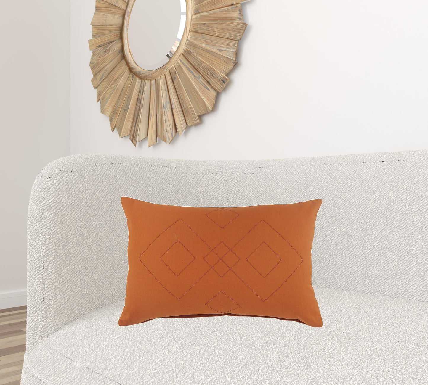 20" X 20" Orange And Dark Orange 100% Cotton Diamond Zippered Pillow