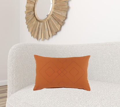 20" X 20" Orange And Dark Orange 100% Cotton Diamond Zippered Pillow