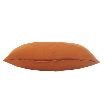 20" X 20" Orange And Dark Orange 100% Cotton Diamond Zippered Pillow