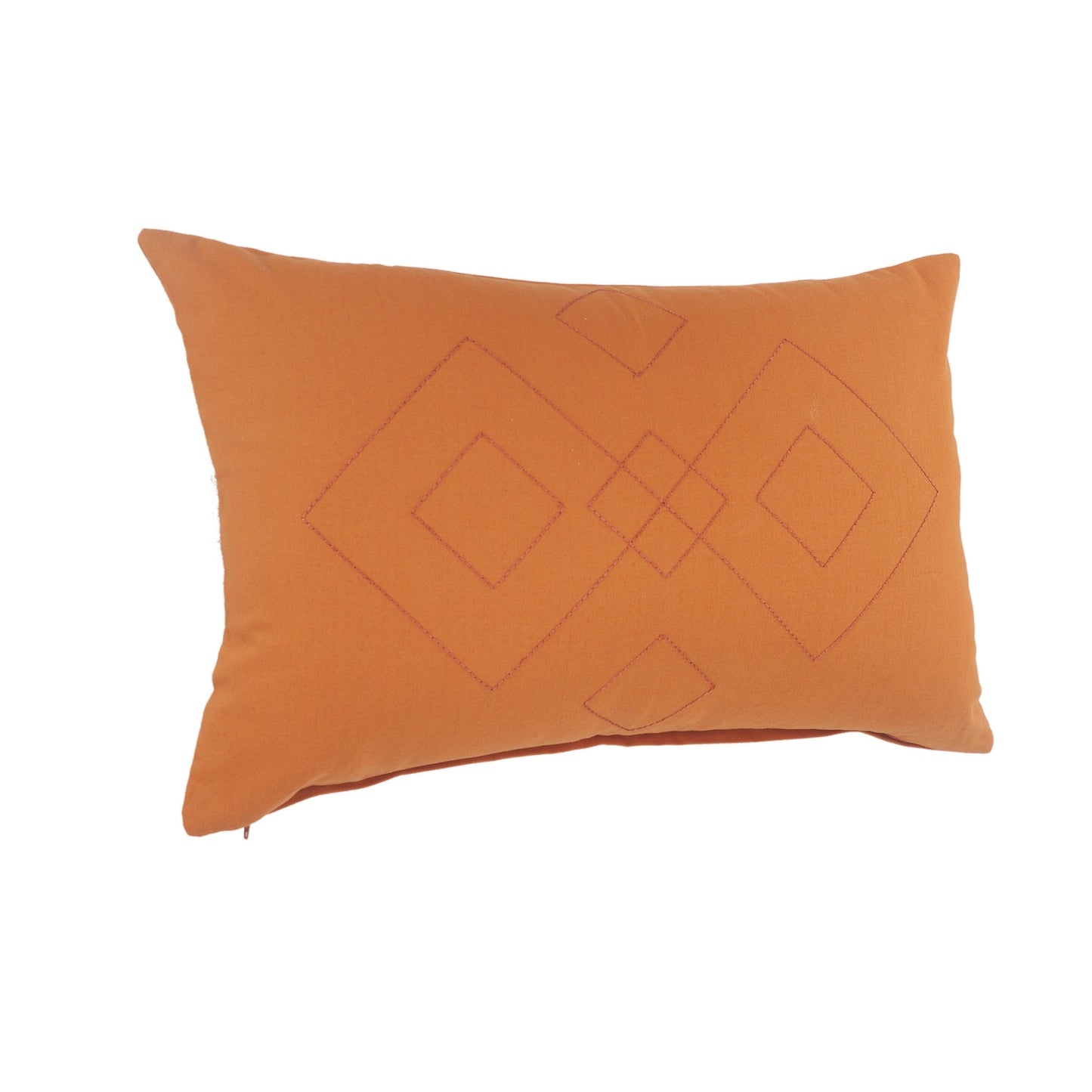 20" X 20" Orange And Dark Orange 100% Cotton Diamond Zippered Pillow