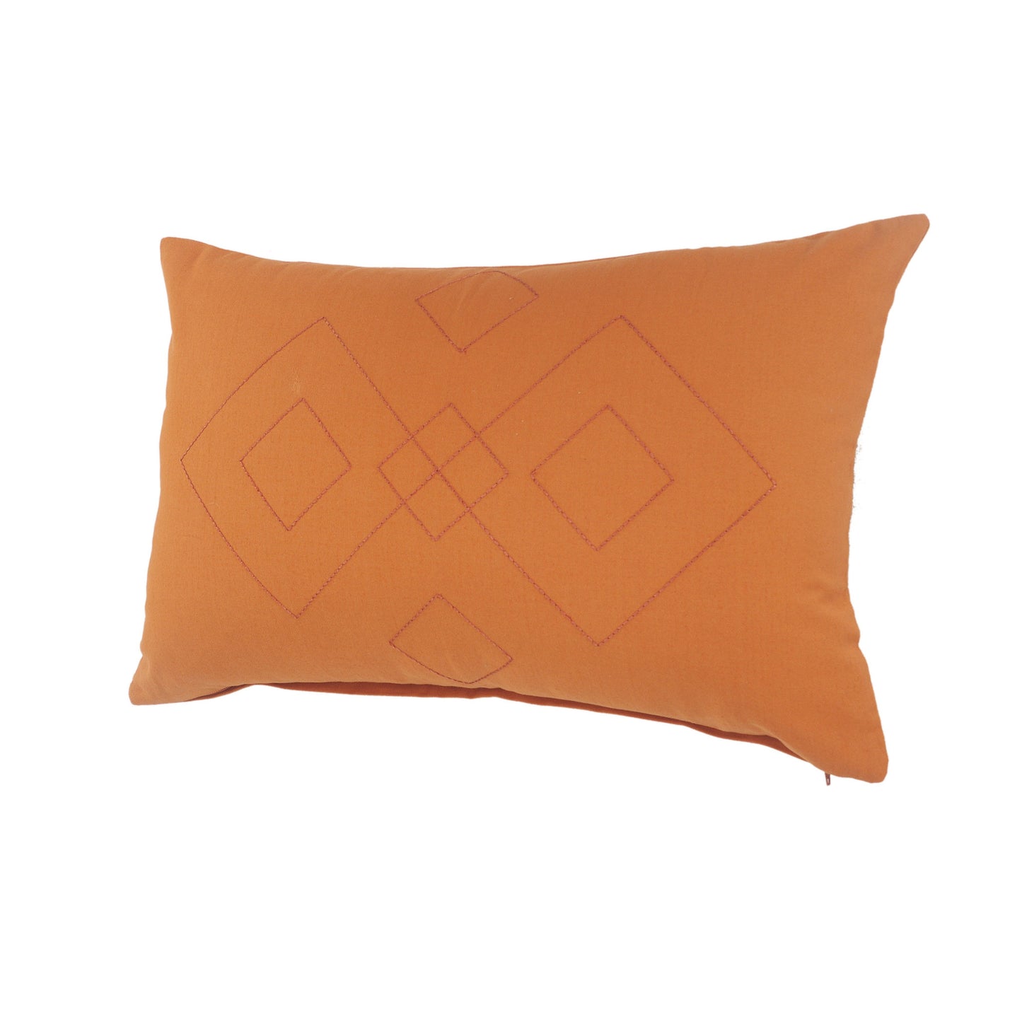 20" X 20" Orange And Dark Orange 100% Cotton Diamond Zippered Pillow