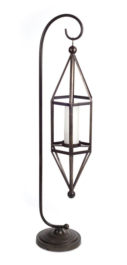 46" Brown Flameless Floor Lantern Candle Holder