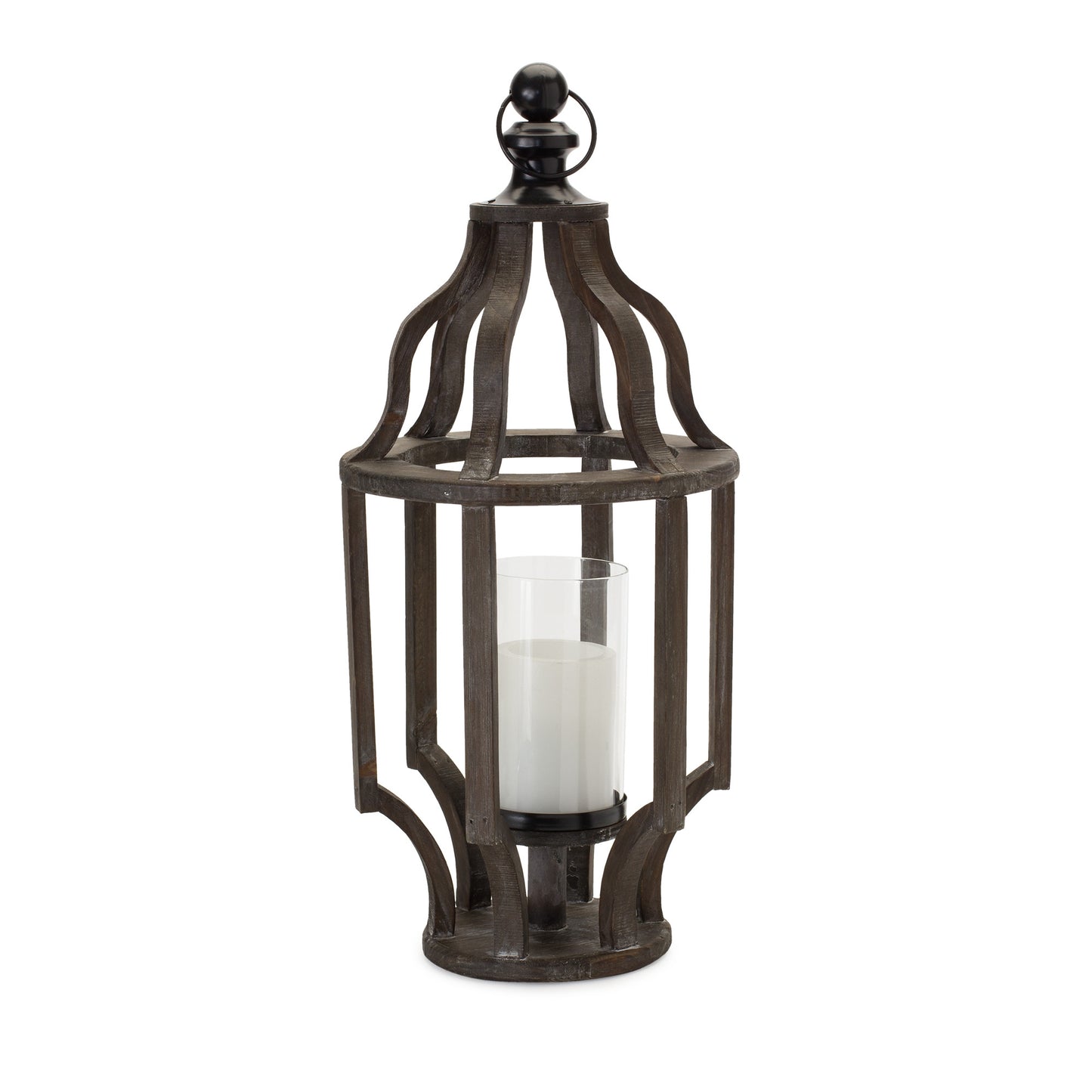 23" Brown Flameless Floor Hurricane Candle Holder