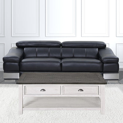 50" White And Gray Wood Distressed Coffee Table With Storage