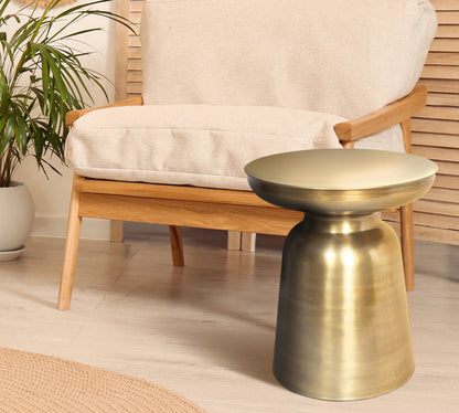 19" Gold Metal Round End Table