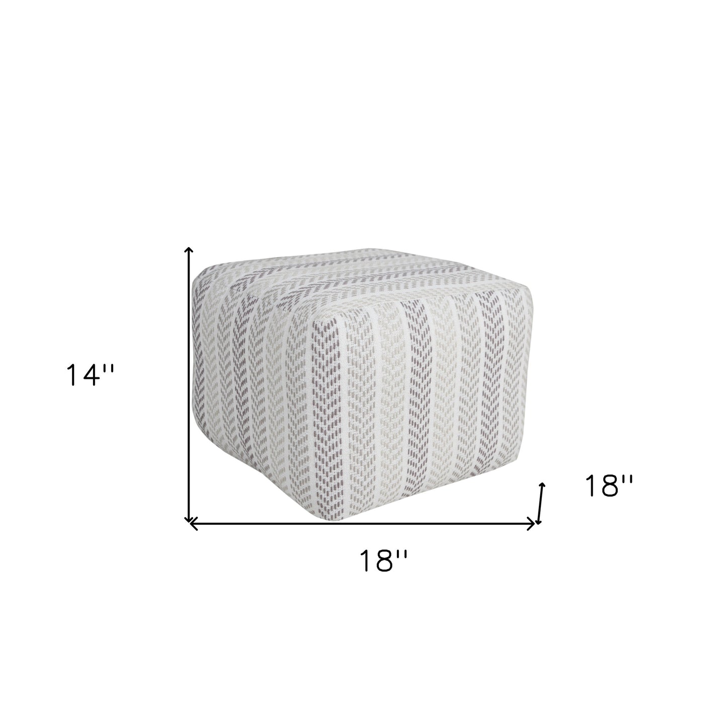 18" Gray 100% Cotton Ottoman