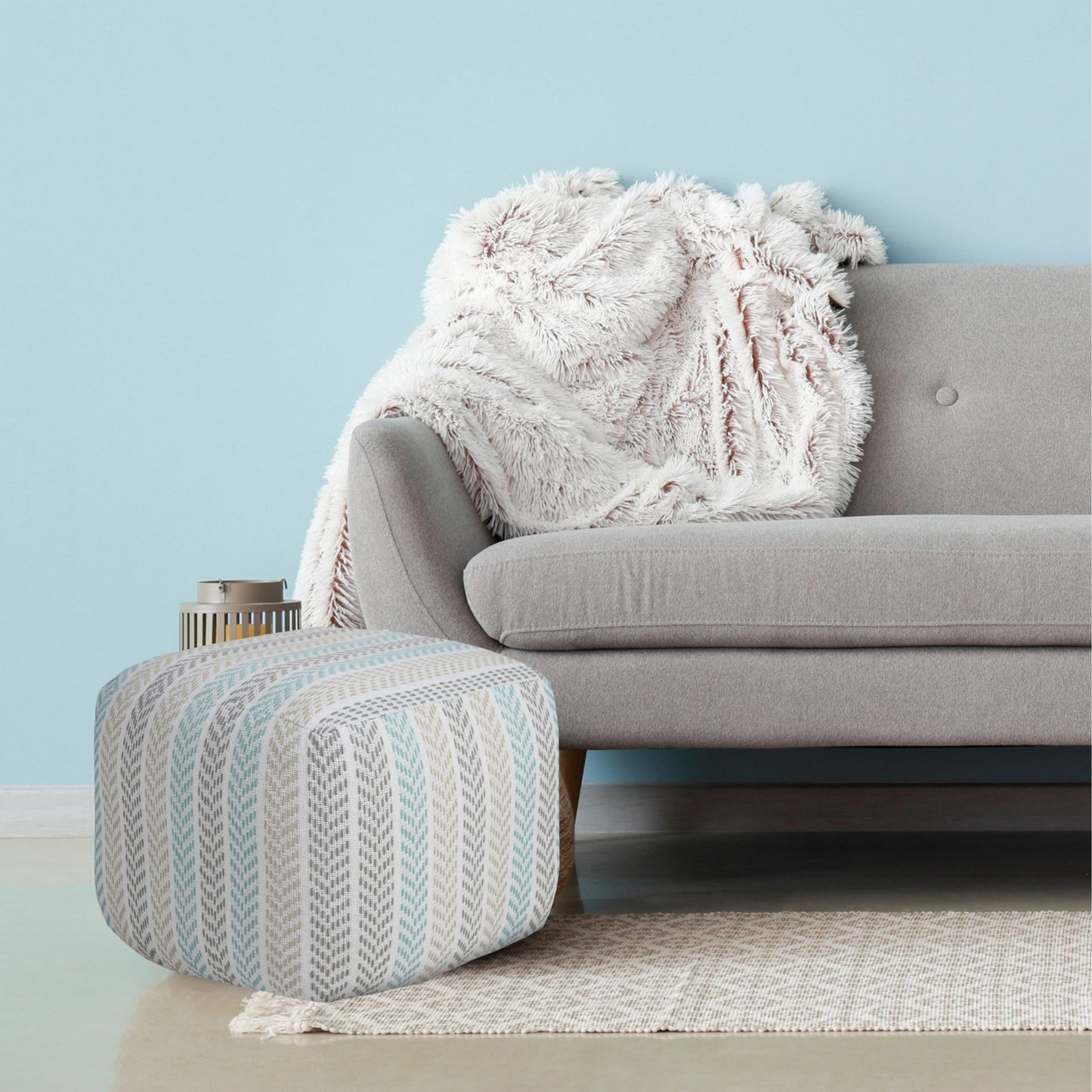 18" Gray 100% Cotton Ottoman