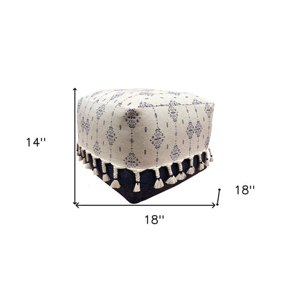 18" Blue 100% Cotton Ottoman