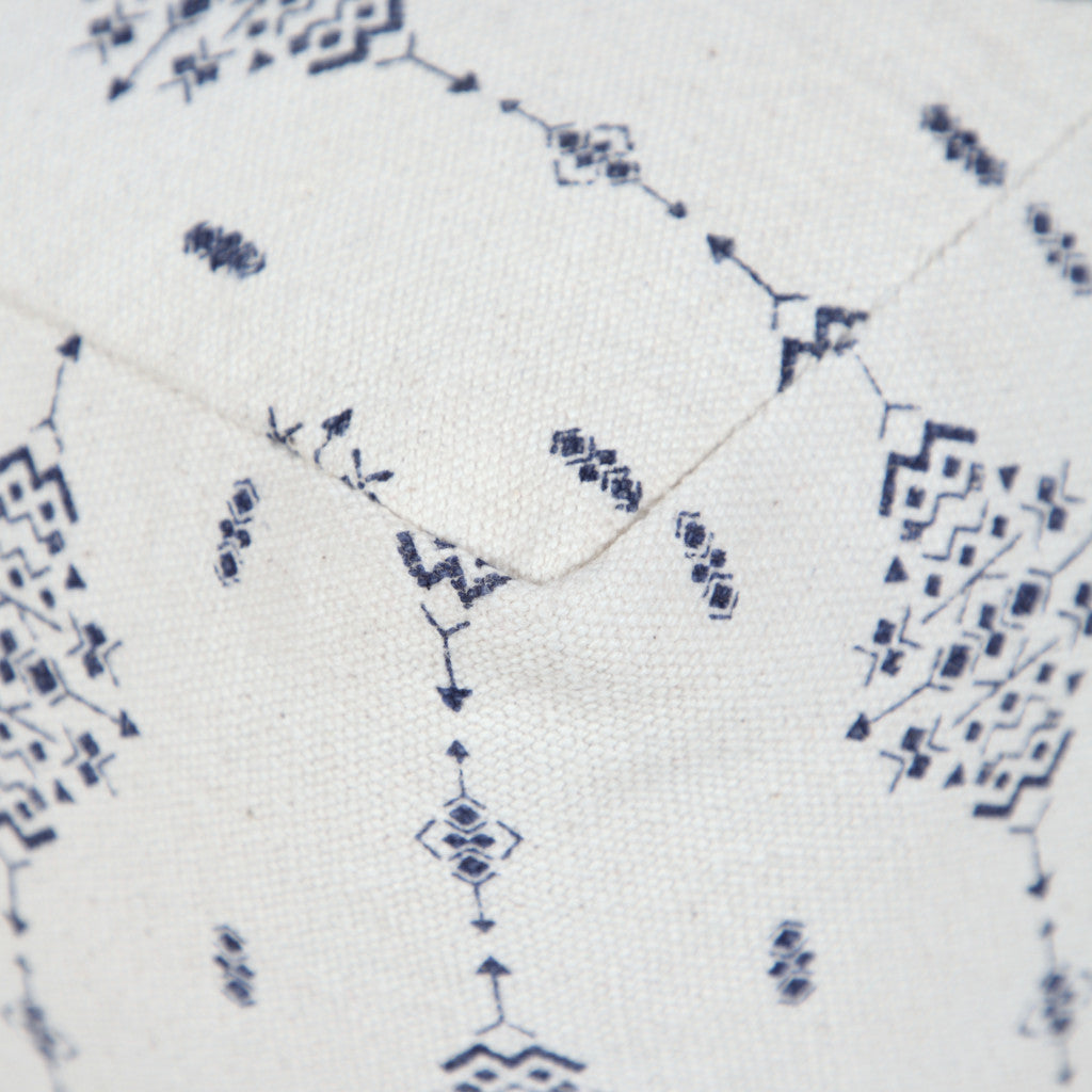 18" Blue 100% Cotton Ottoman