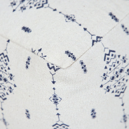 18" Blue 100% Cotton Ottoman