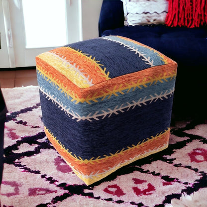 18" Multicolored Polyester Blend Ottoman