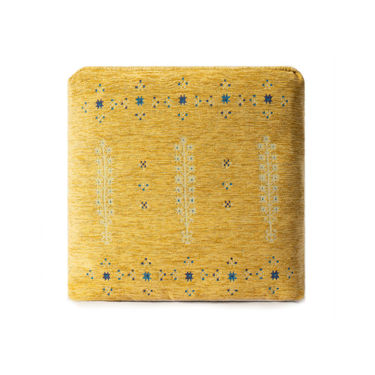 18" Yellow Polyester Blend Ottoman