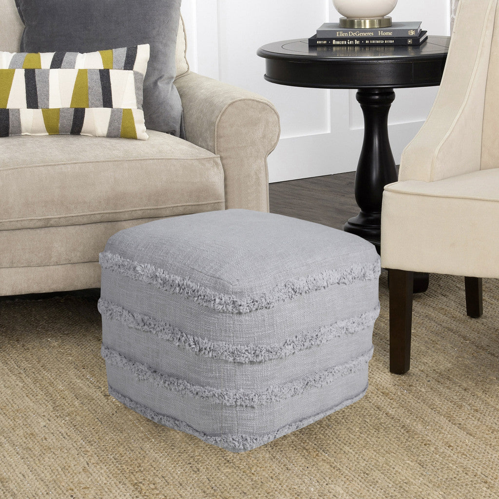 18" Cream 100% Cotton Ottoman