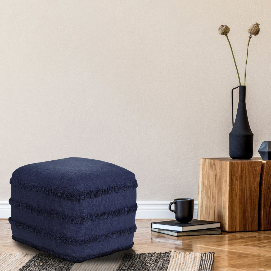 18" Cream 100% Cotton Ottoman