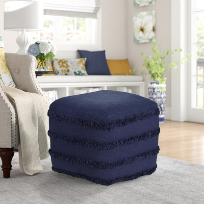 18" Cream 100% Cotton Ottoman