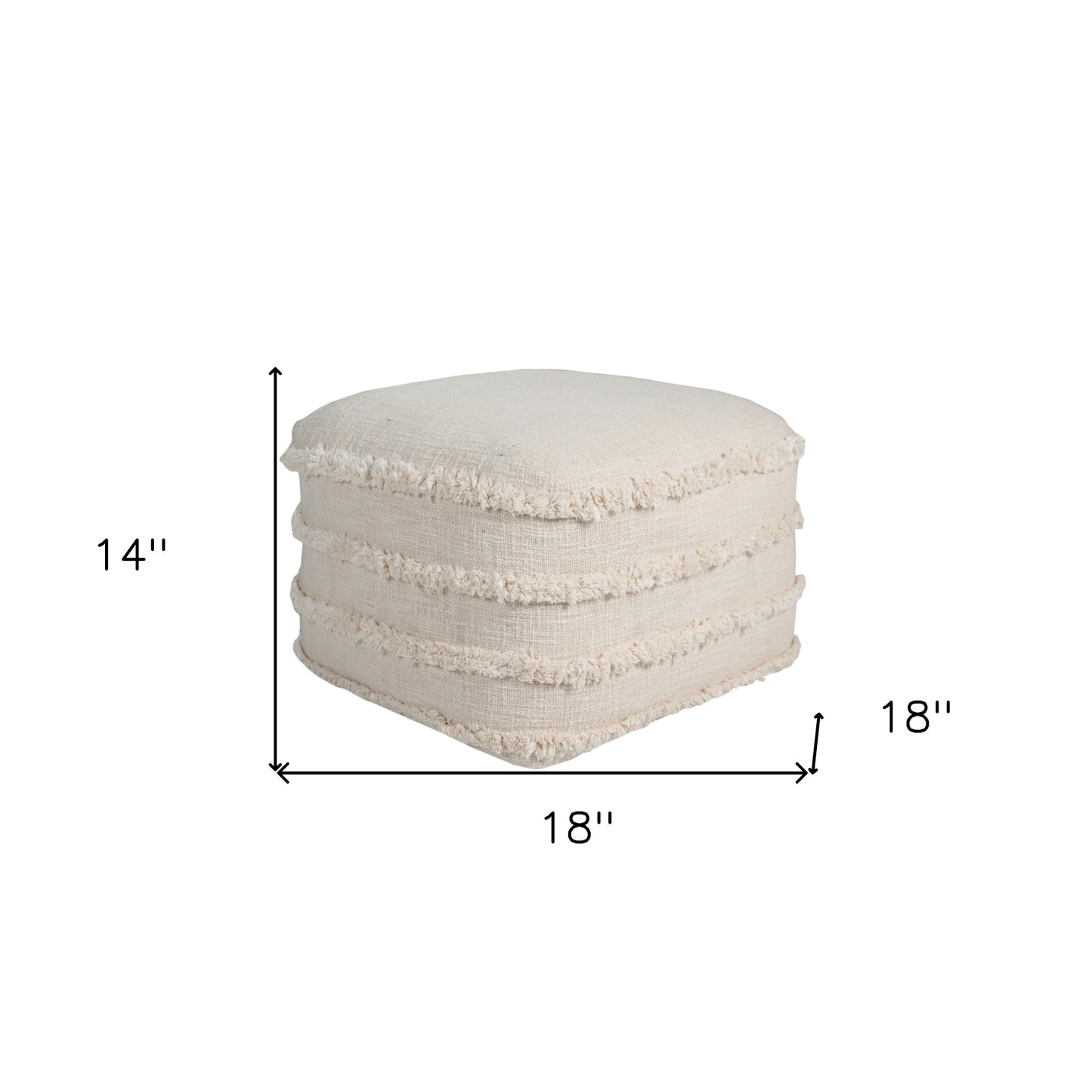 18" Cream 100% Cotton Ottoman