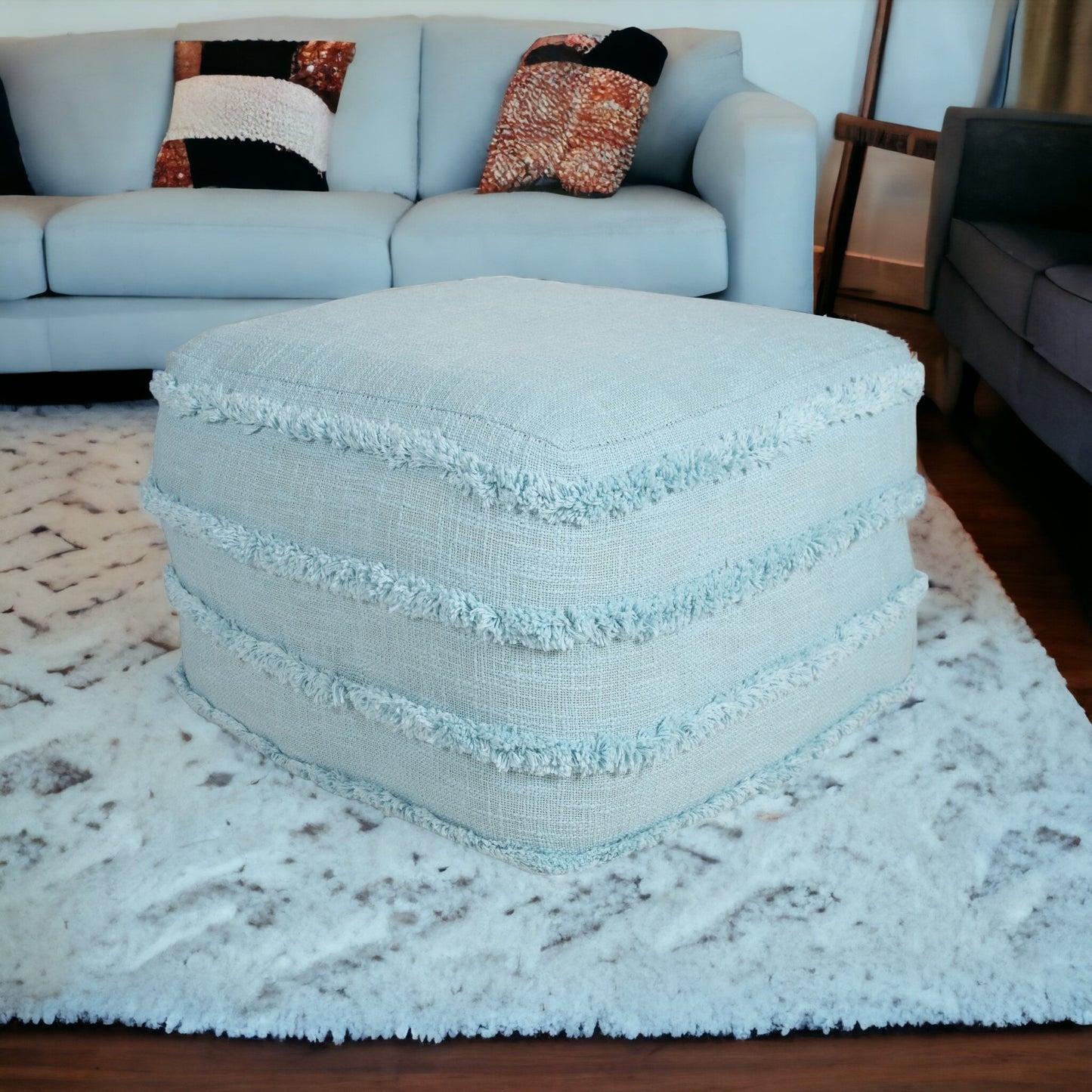 18" Cream 100% Cotton Ottoman