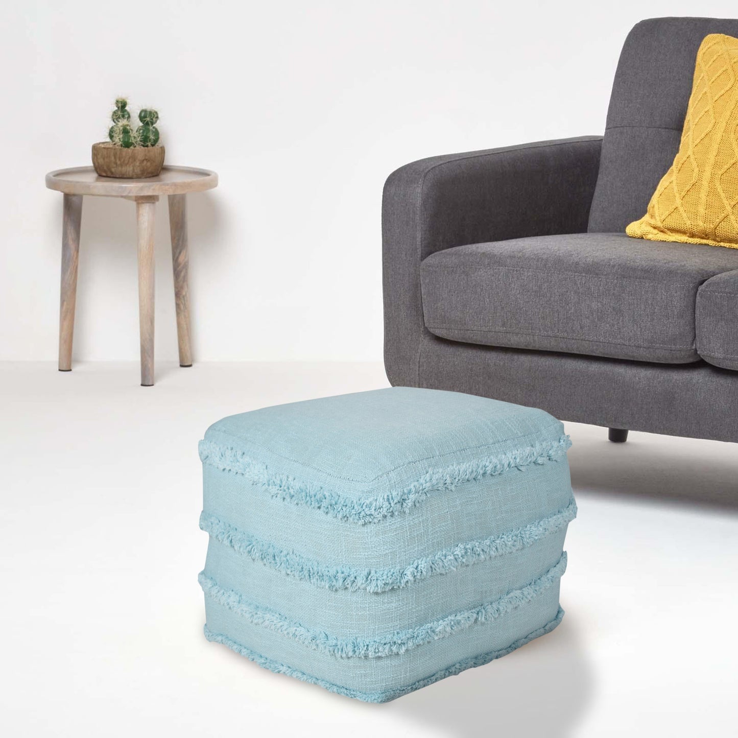 18" Cream 100% Cotton Ottoman