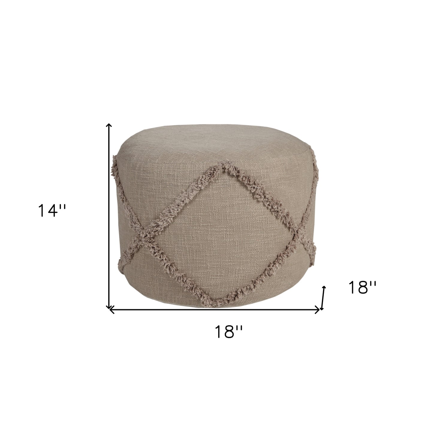 18" Gray 100% Cotton Ottoman