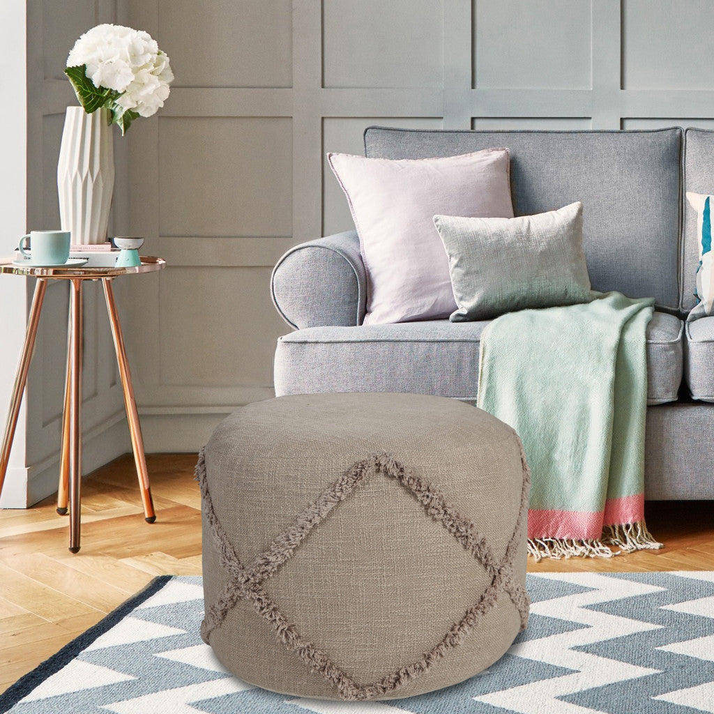 18" Gray 100% Cotton Ottoman