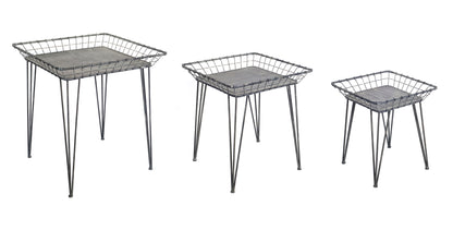 Set Of Three 25" Grey Metal End Tables