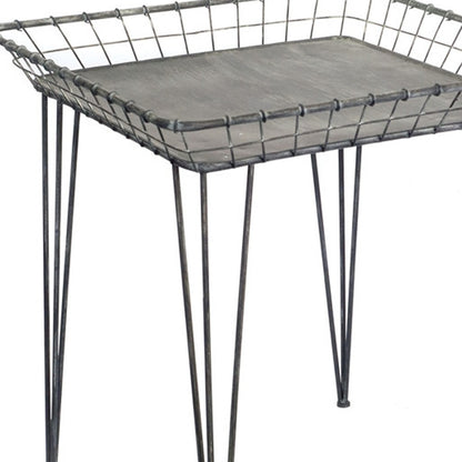 Set Of Three 25" Grey Metal End Tables