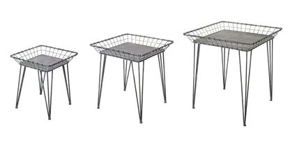 Set Of Three 25" Grey Metal End Tables