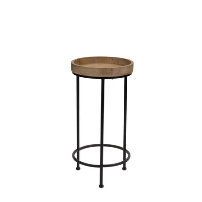 Set Of Three 14" Black And Brown Solid Wood Round End Tables