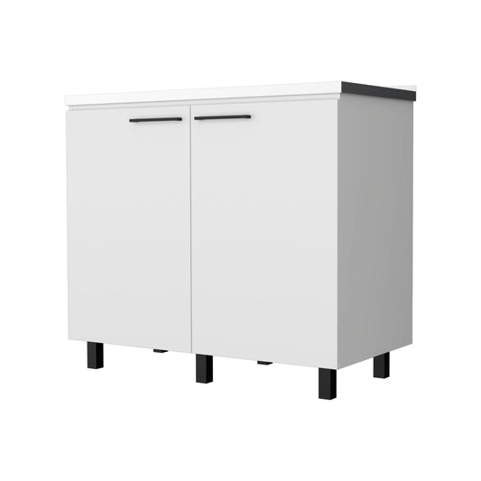 39" Black And Silver Accent Cabinet With One Shelf