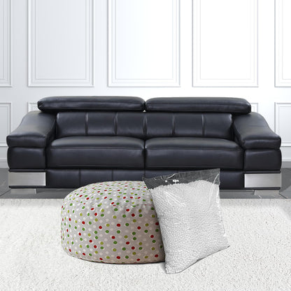24" Green Cotton Round Polka Dots Pouf Ottoman