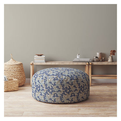 24" Beige Cotton Round Turtle Pouf Cover